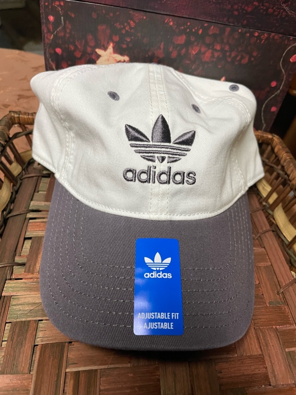 adidas Two-Tone Trefoil Cap in White and Charcoal